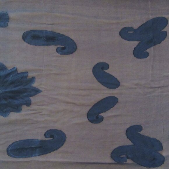 Sheer black shawl scarf with floral & paisley black on black patterns 78" x 21" - Picture 12 of 14